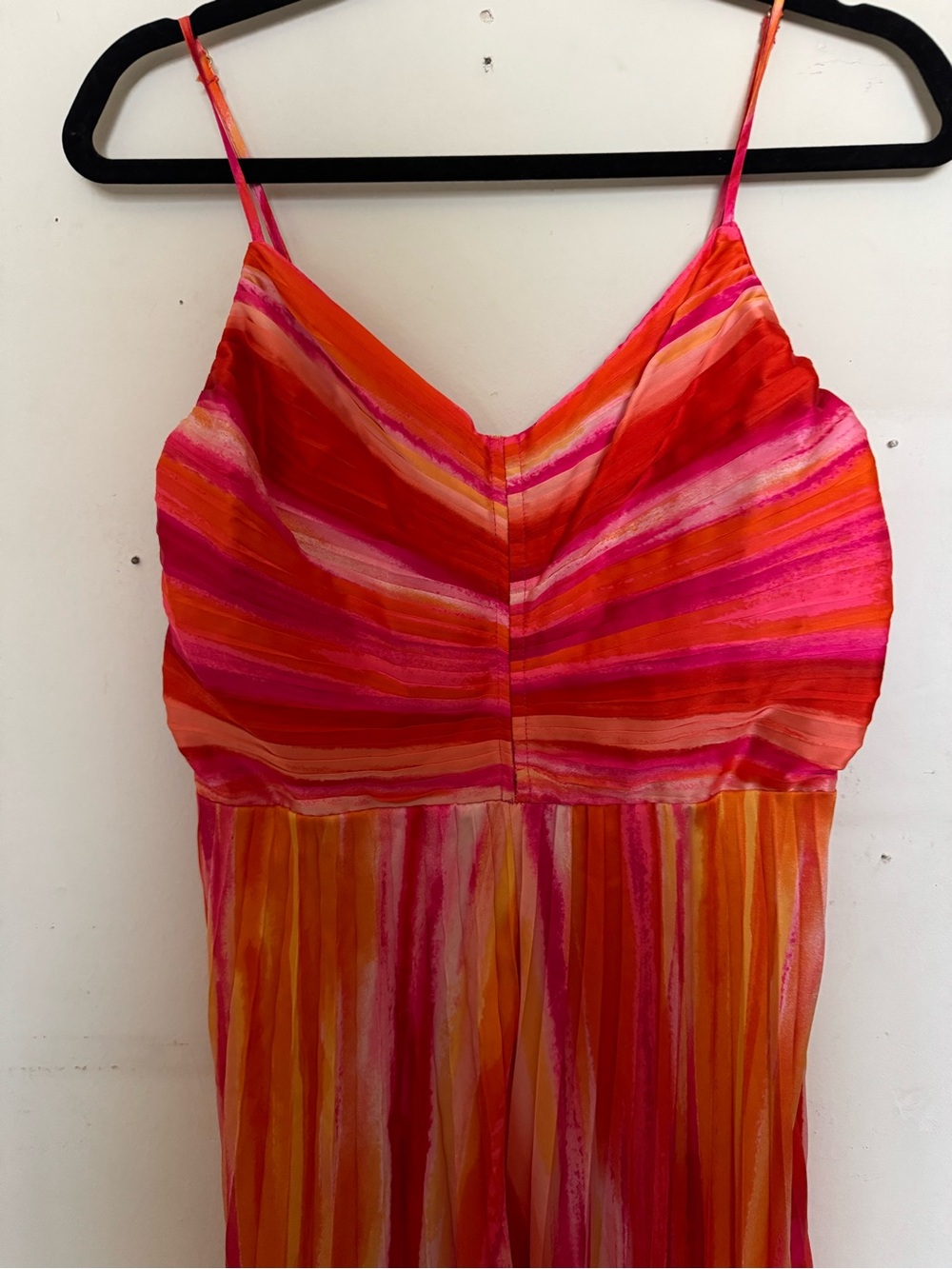 Vibrant Pink & Orange Striped Maxi Dress